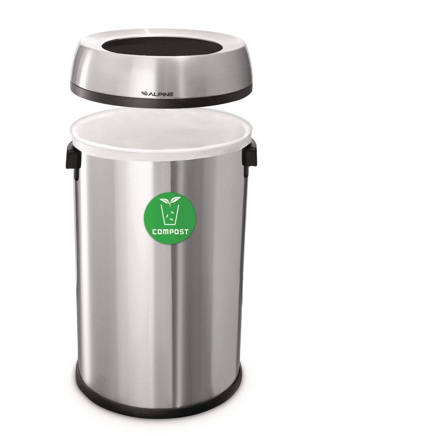Alpine Industries 17 Gallon Stainless Steel Open Top Compost Station