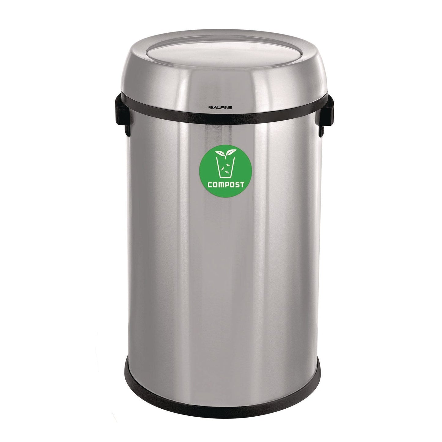 Alpine Industries 17 Gallon Stainless Steel Indoor Compost Receptacle with Swivel Lid