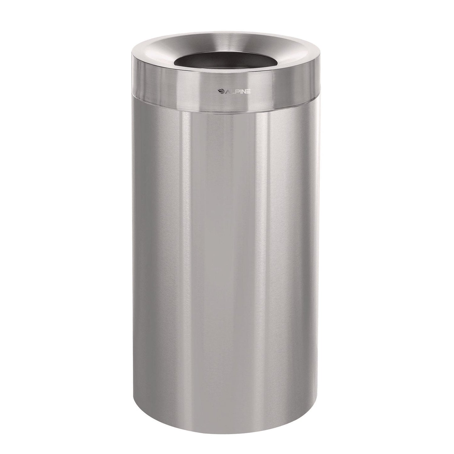 Alpine Industries 27 Gallon Stainless Steel Commercial Indoor Trash Can, Brushed Stainless Steel
