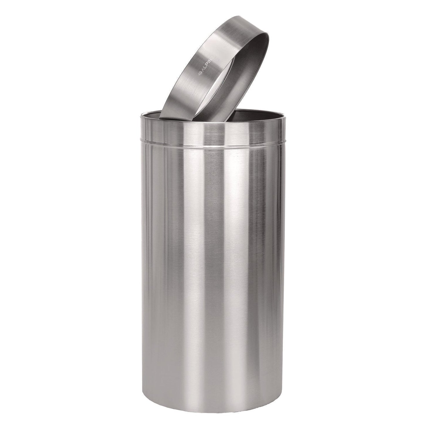 Alpine Industries 27 Gallon Stainless Steel Commercial Indoor Trash Can, Brushed Stainless Steel