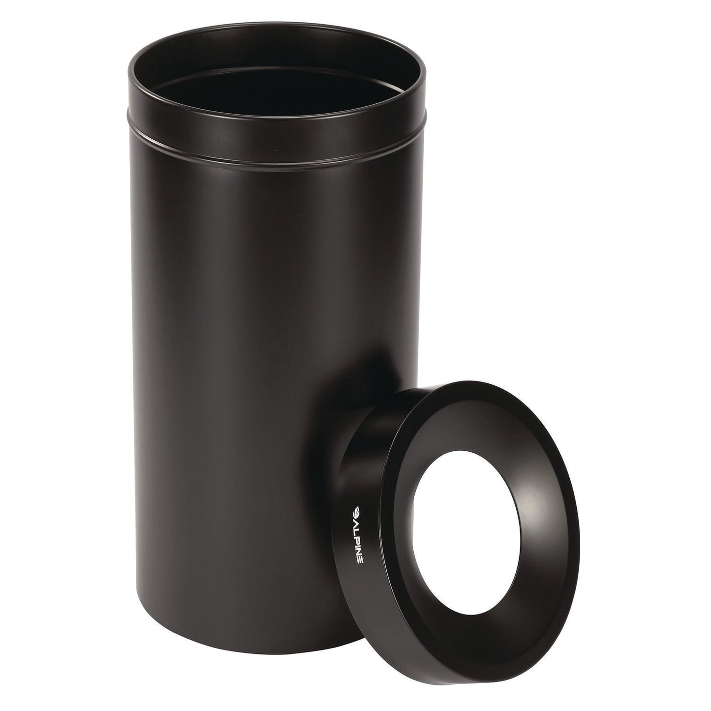 Alpine Industries 27 Gallon Stainless Steel Commercial Indoor Trash Can, Black