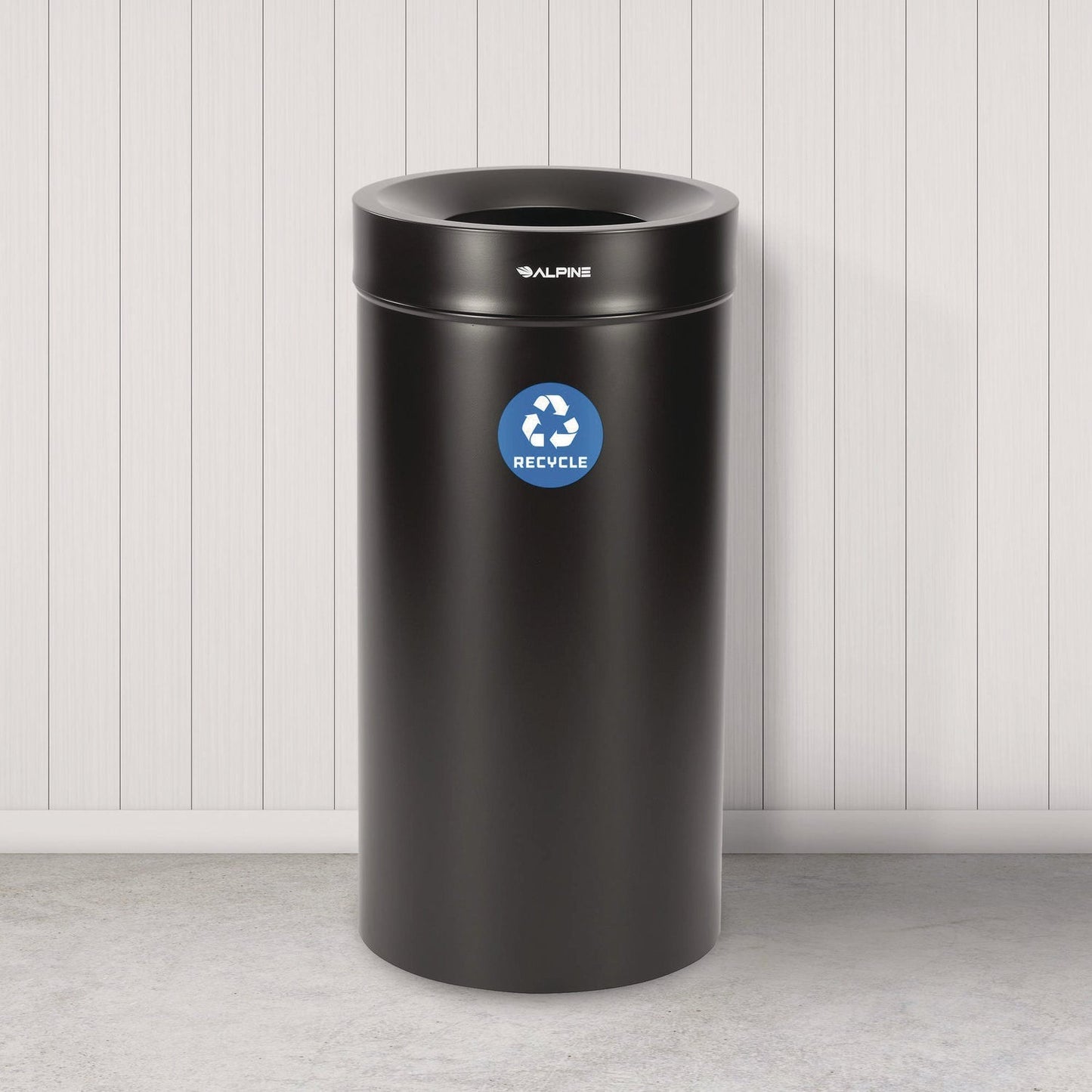 Alpine Industries 27 Gallon Stainless Steel Recycling Can, Black