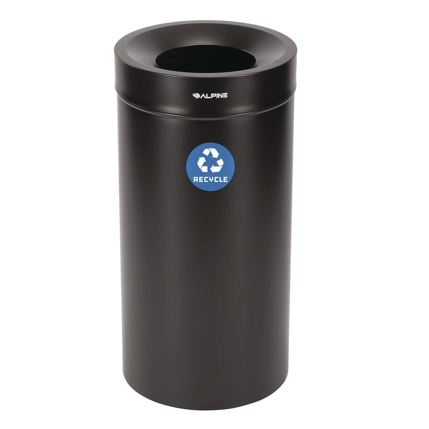 Alpine Industries 27 Gallon Stainless Steel Recycling Can, Black