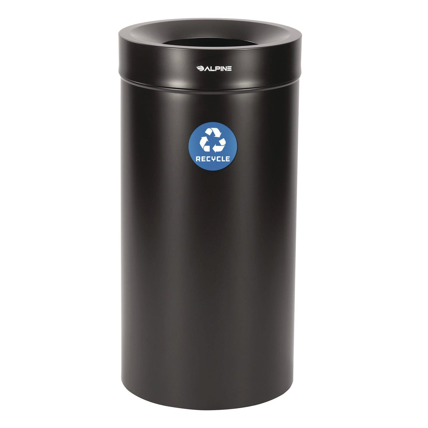 Alpine Industries 27 Gallon Stainless Steel Recycling Can, Black