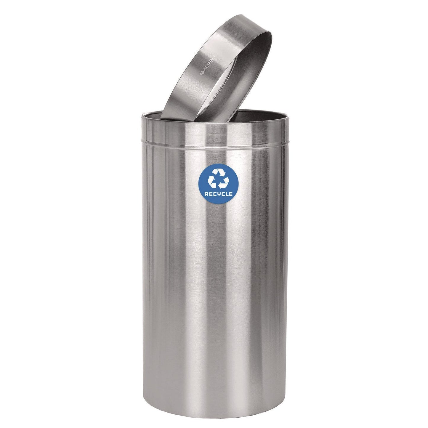 Alpine Industries 27 Gallon Stainless Steel Recycling Can, Brushed Stainless Steel