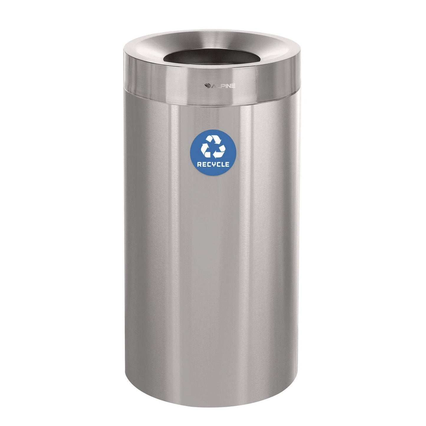 Alpine Industries 27 Gallon Stainless Steel Recycling Can, Brushed Stainless Steel