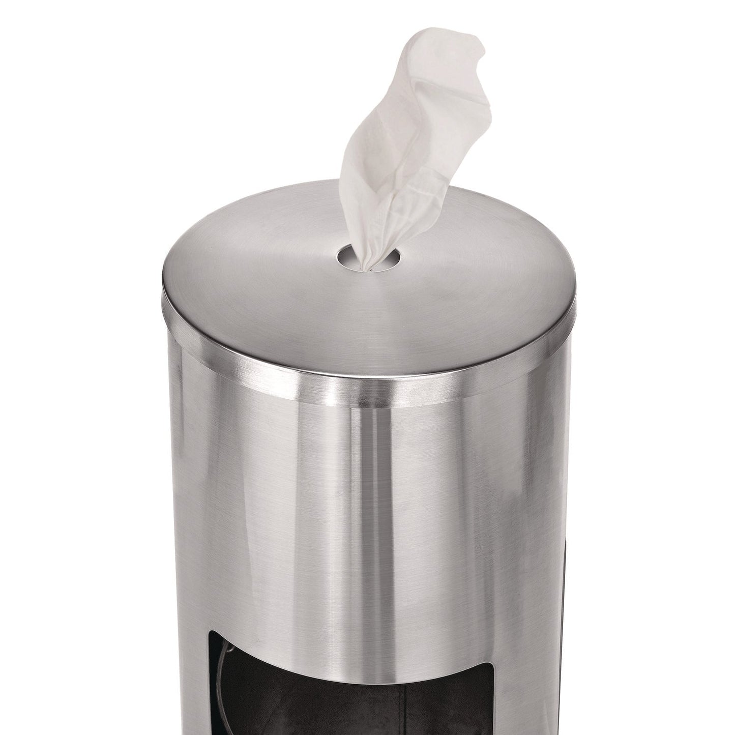 Alpine Industries Stainless Steel 7 Gal Trash Can with Gym Disinfecting Wipes Dispenser