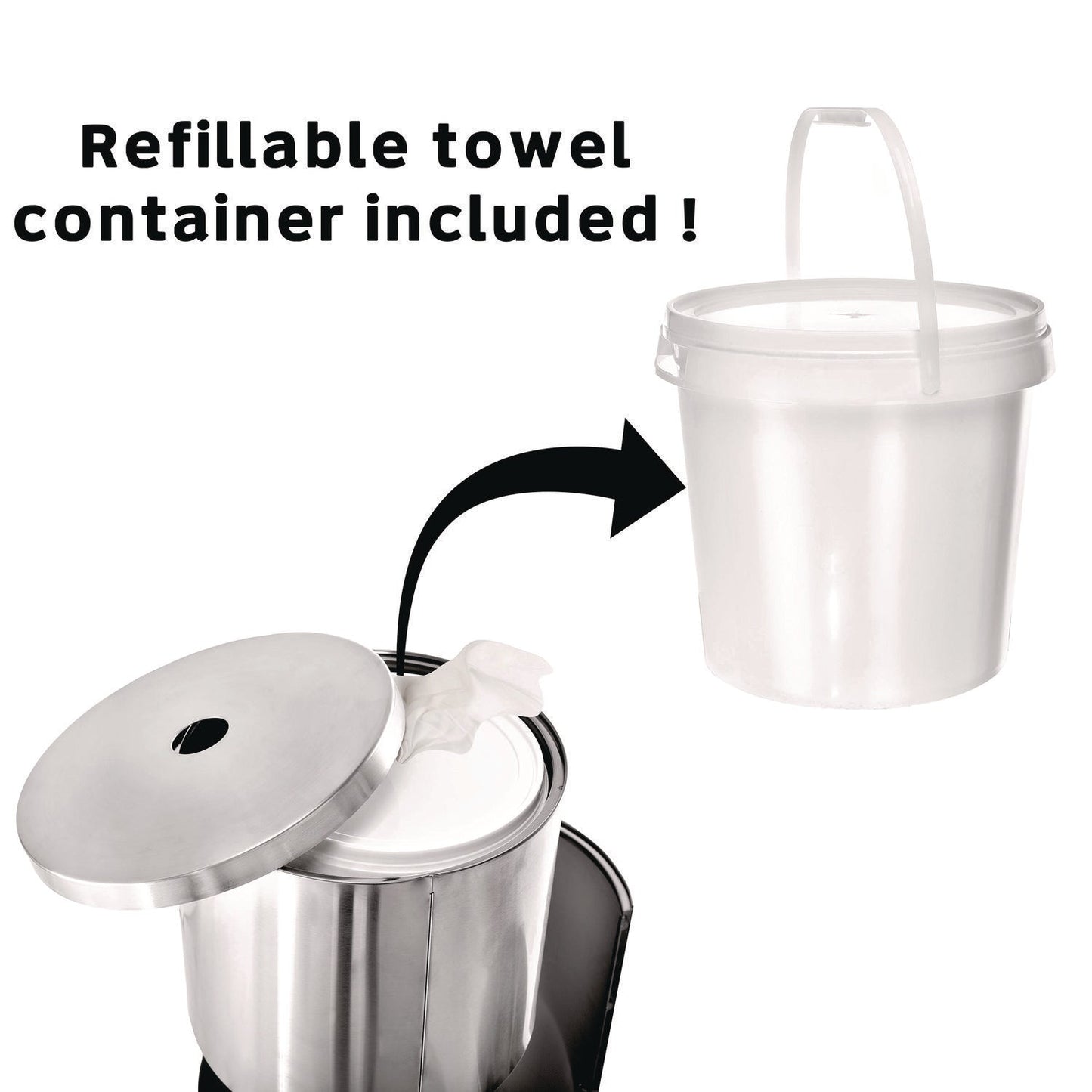 Alpine Industries Stainless Steel 7 Gal Trash Can with Gym Disinfecting Wipes Dispenser