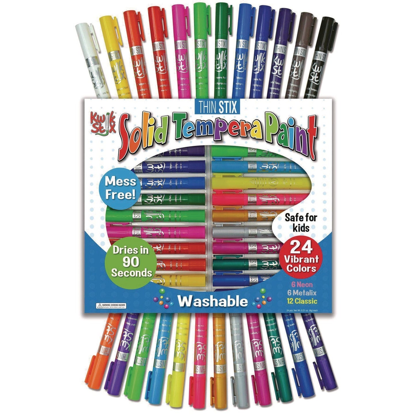 TPG Creations™ Thin Stix Tempera Paint Set, 12 Assorted Metallic Colors, 24/Set, 6 Sets/Carton