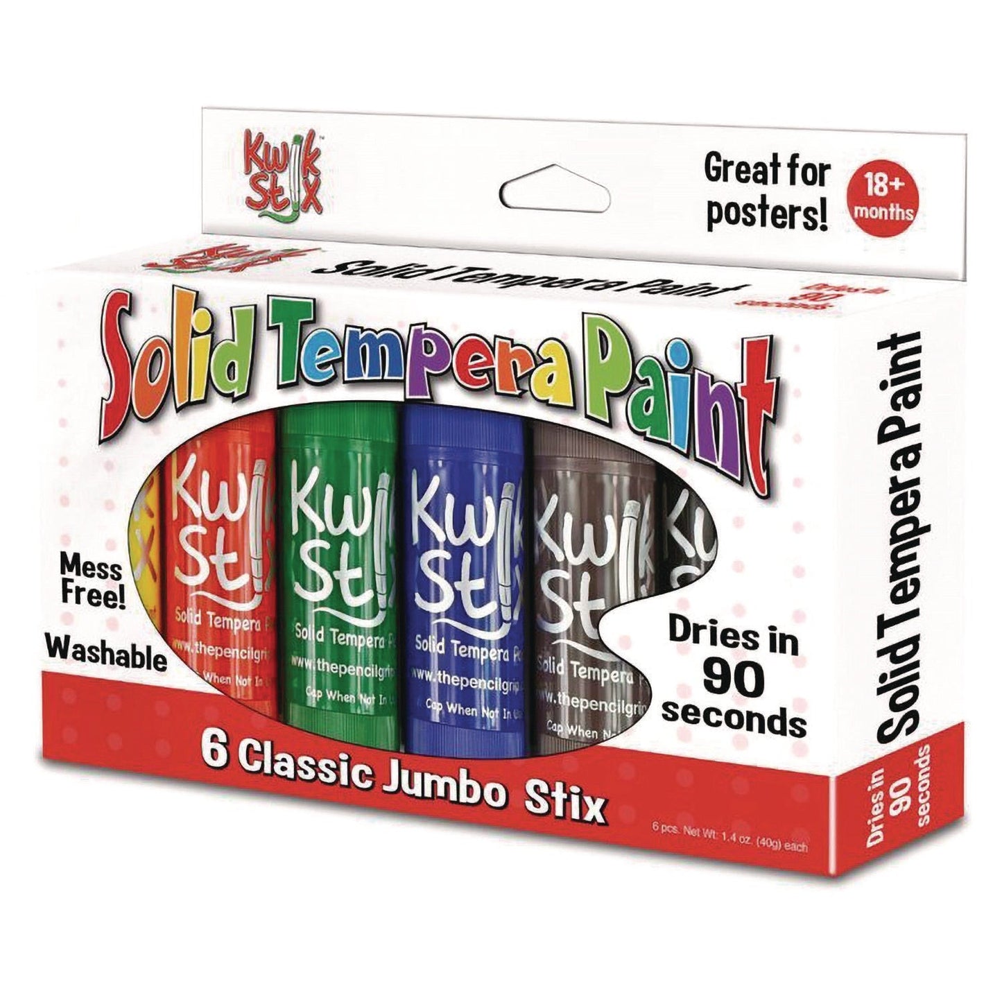 TPG Creations™ Kwik Stick Tempera Paint, 6 Assorted Classic Colors, 6/Pack, 12 Packs/Carton