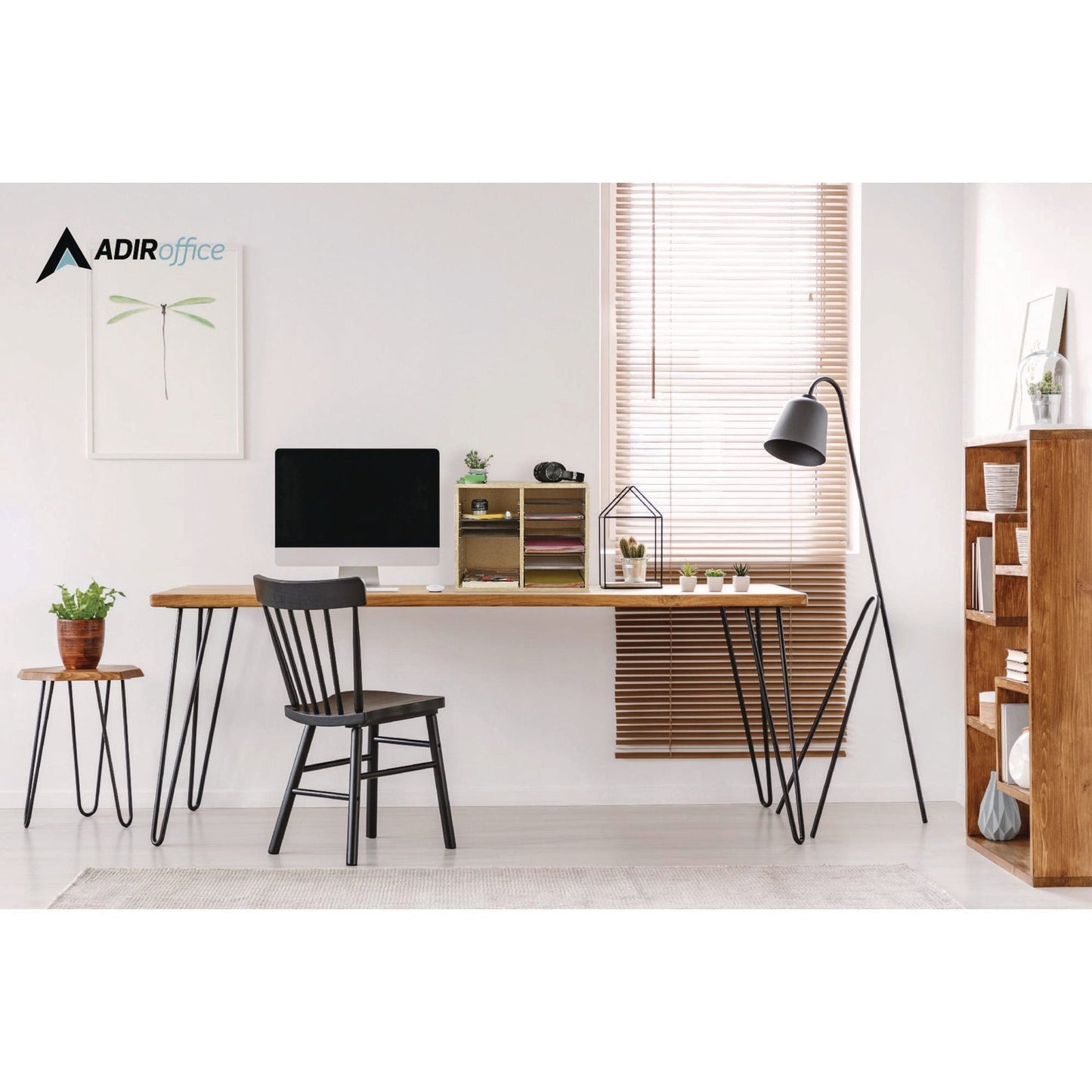 AdirOffice Wood Adjustable 12 Compartment Literature Organizer, 12 Sections, Letter Size, 20 x 11.8 x 16.3, White