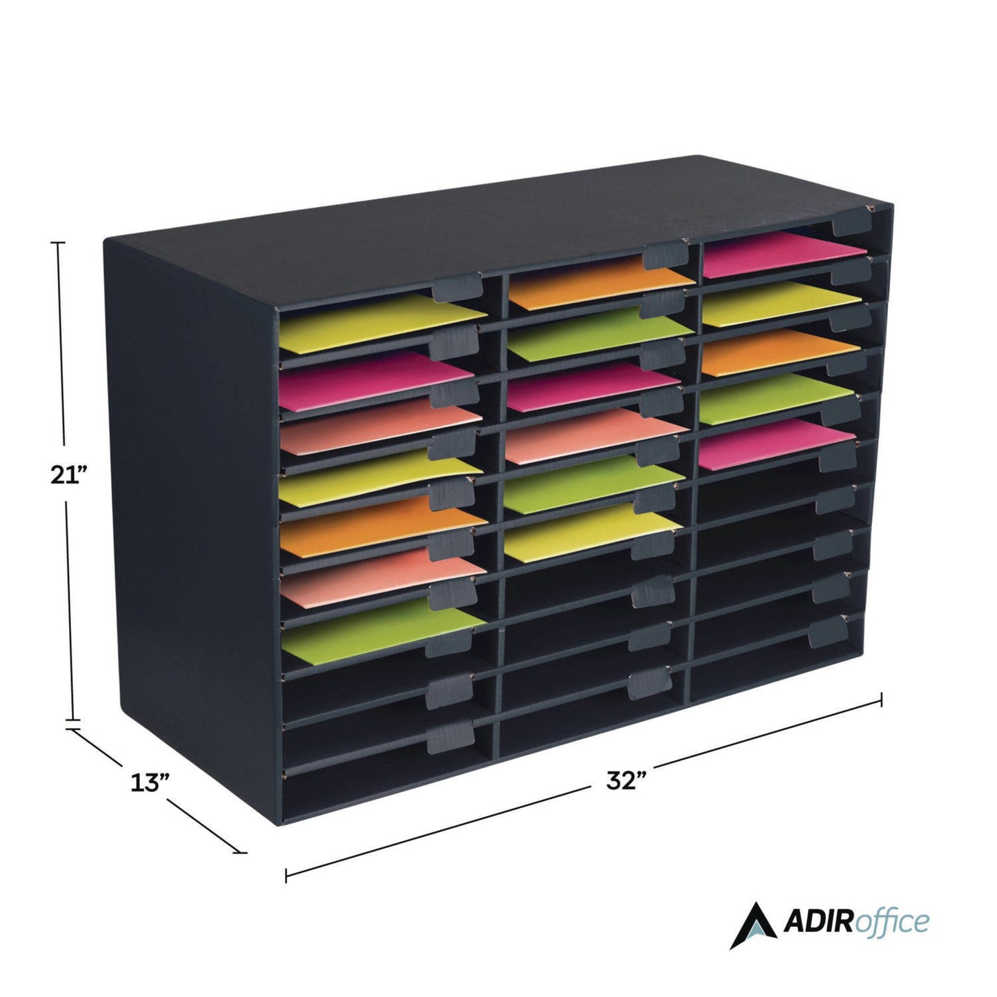 AdirOffice File Classroom Literature Organizer, 30 Sections, Letter Size, 32 x 13 x 21, Black