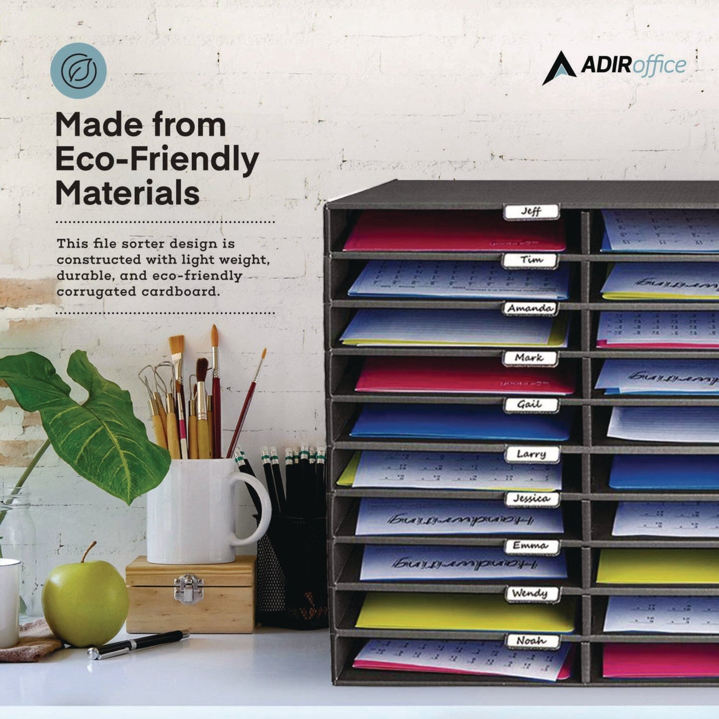 AdirOffice File Classroom Literature Organizer, 30 Sections, Letter Size, 32 x 13 x 21, Black