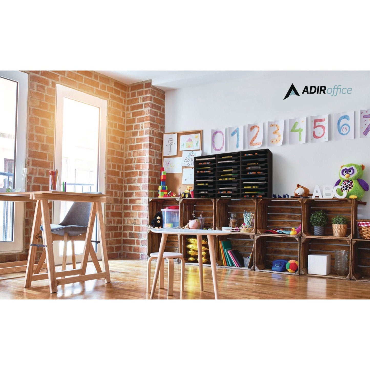 AdirOffice File Classroom Literature Organizer, 30 Sections, Letter Size, 32 x 13 x 21, Black