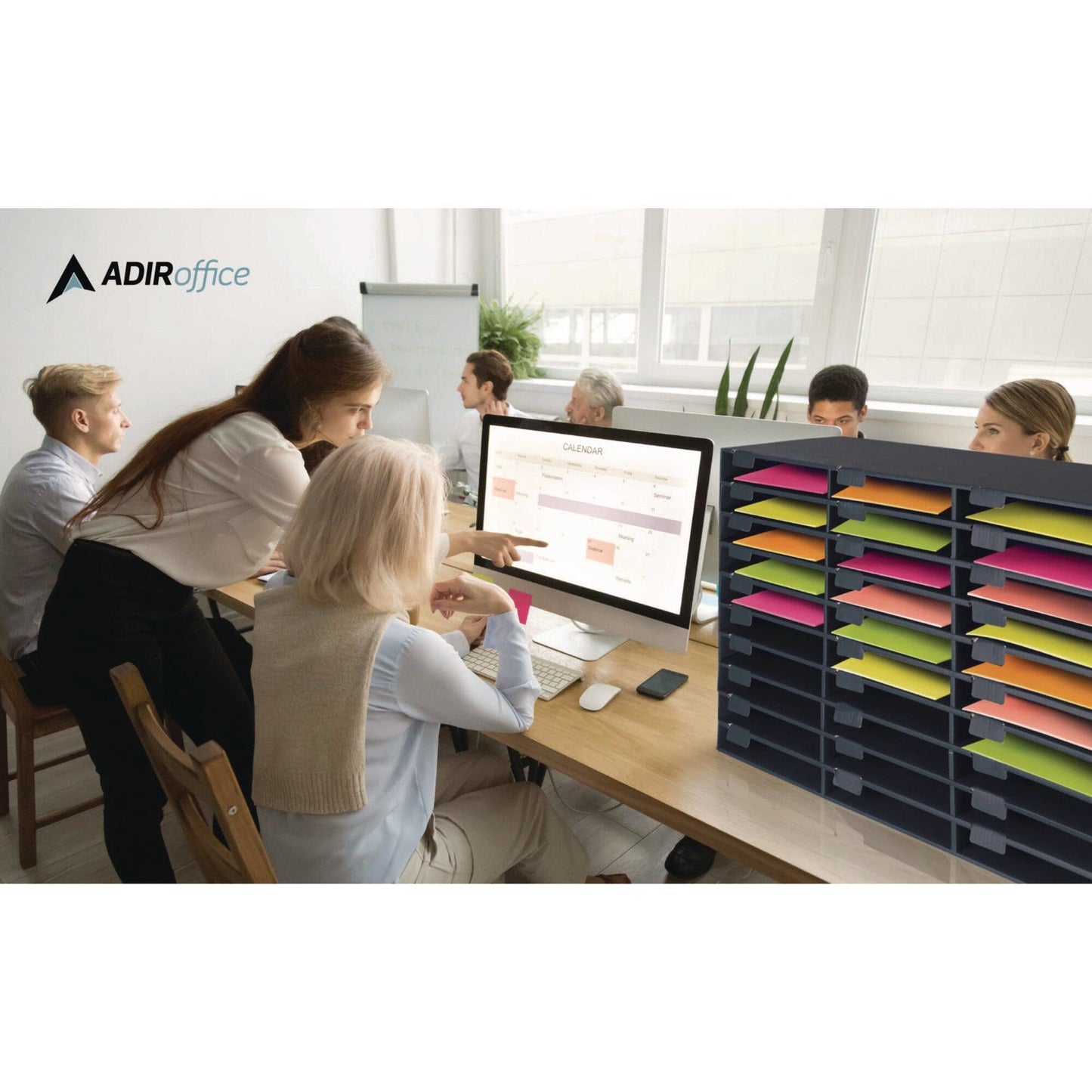 AdirOffice File Classroom Literature Organizer, 30 Sections, Letter Size, 32 x 13 x 21, Black