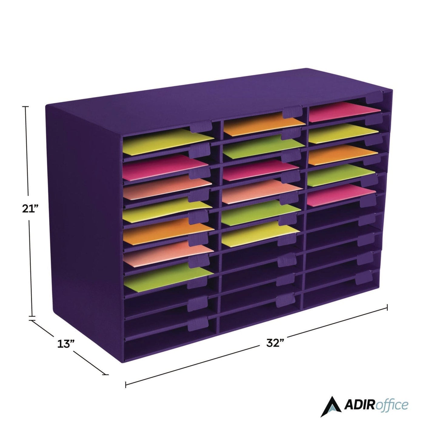 AdirOffice File Classroom Literature Organizer, 30 Sections, Letter Size, 32 x 13 x 21, Purple