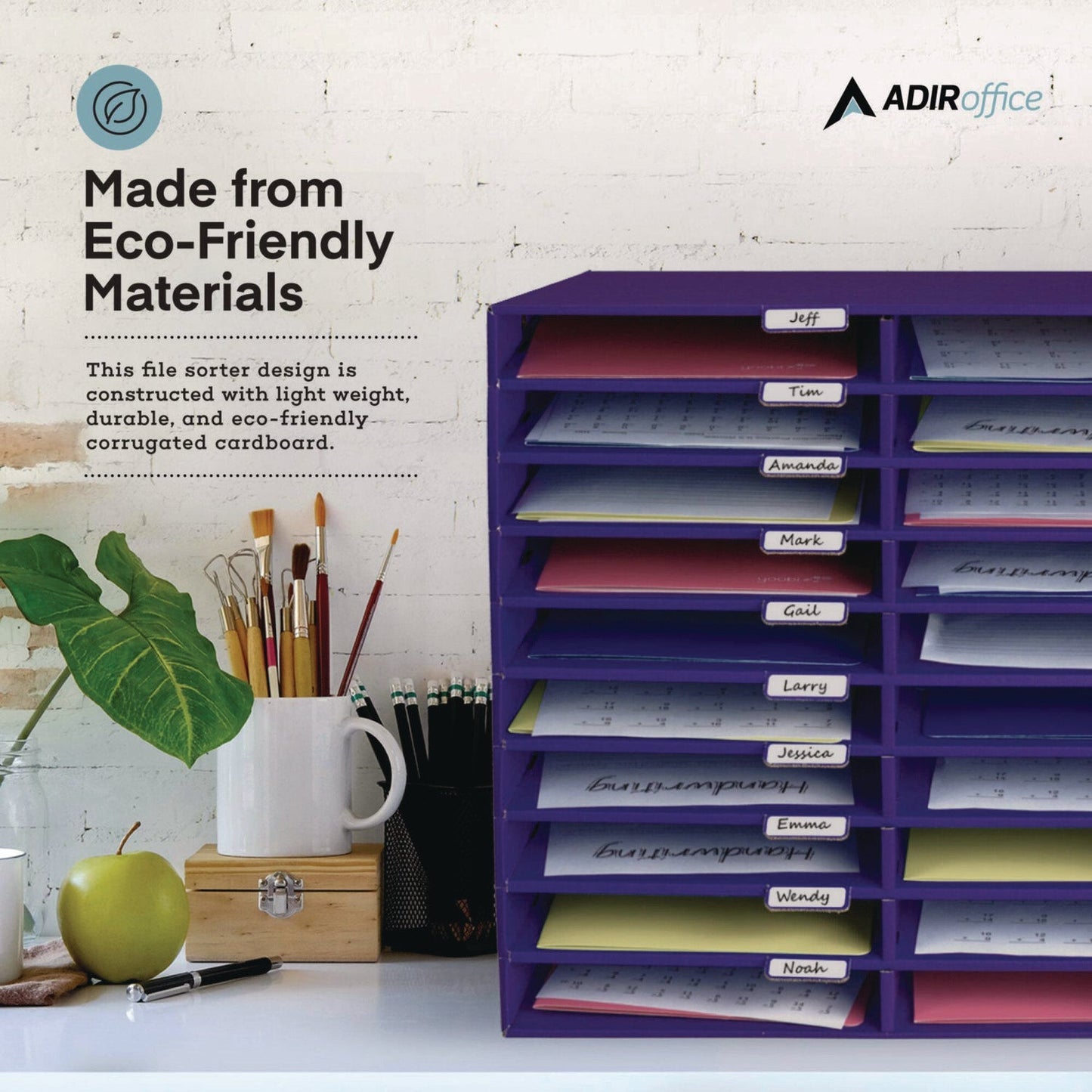 AdirOffice File Classroom Literature Organizer, 30 Sections, Letter Size, 32 x 13 x 21, Purple