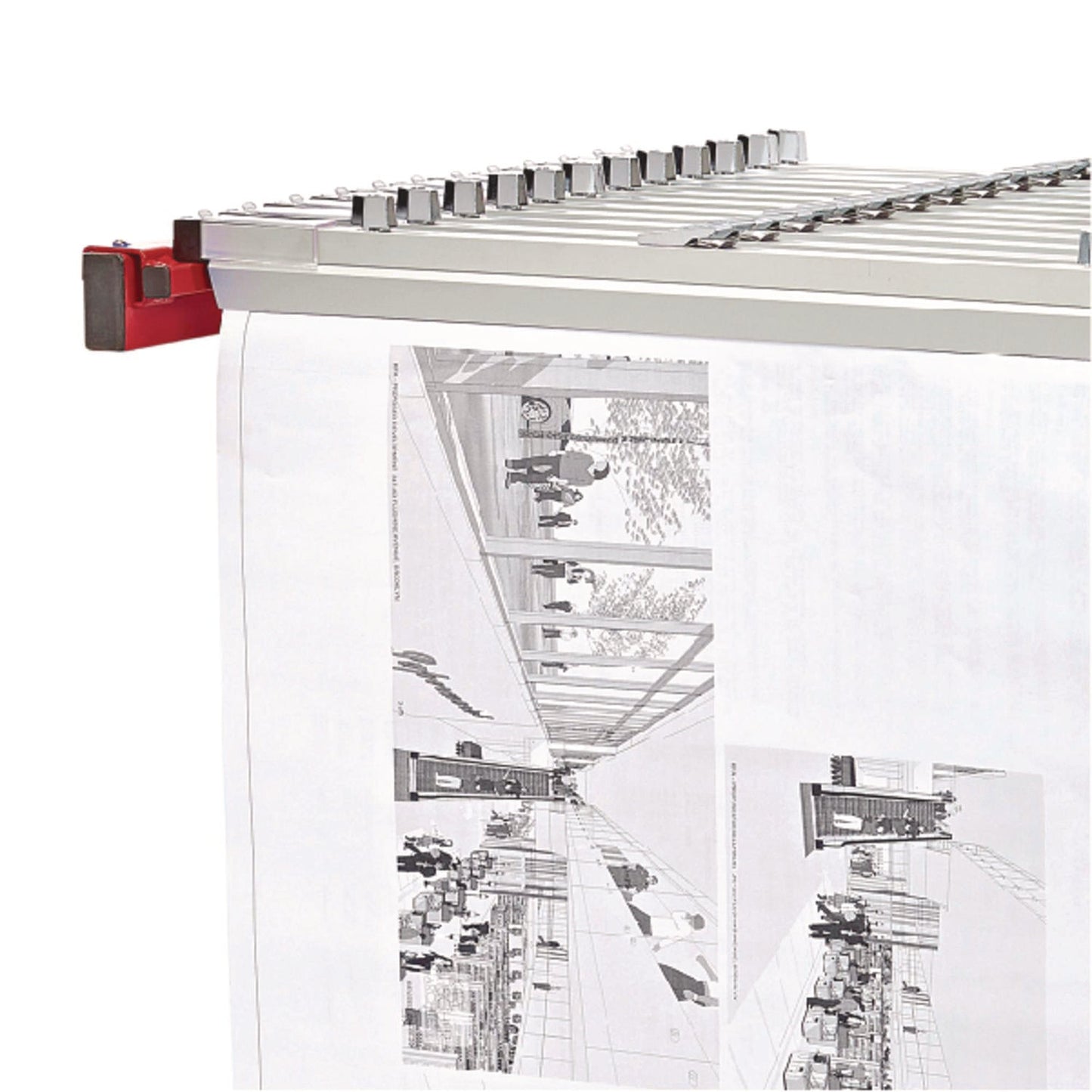 AdirOffice Expandable Blueprint Storage Cabinet Mobile Plan Center, Assorted Document Sizes, 20.5" x 28" to 46.5" x 50.75", Red