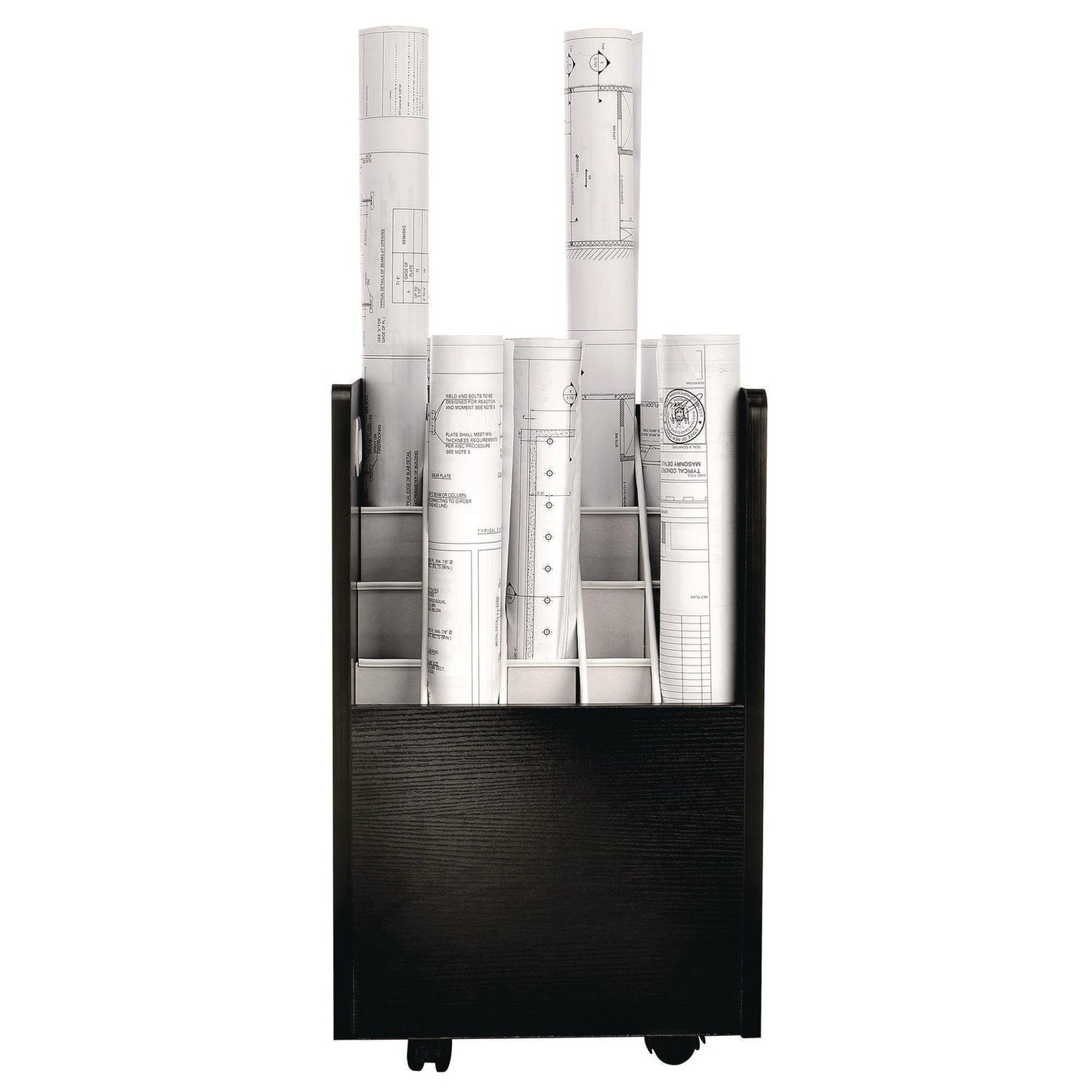 AdirOffice 20-Slot Mobile Rolling Wood Blueprint Storage Cabinet Roll File Large Document Organizer, 15.25 x 13.25 x 24.75, Black