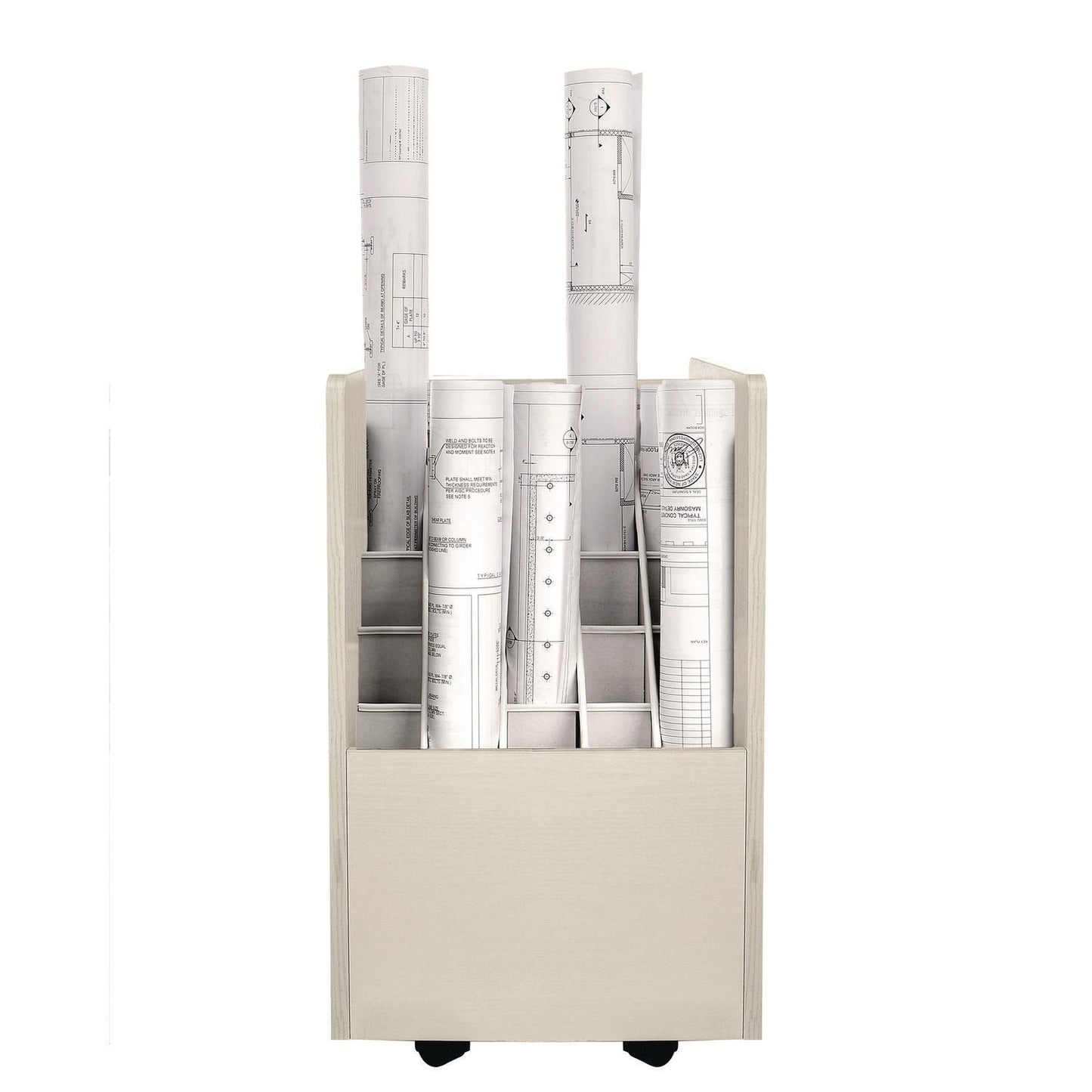 AdirOffice 20-Slot Mobile Rolling Wood Blueprint Storage Cabinet Roll File Large Document Organizer, 15.25 x 13.25 x 24.75, White