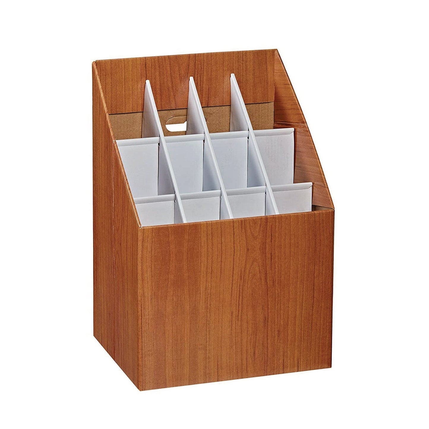 AdirOffice Upright Blueprint Rolled File Corrugated Box, 12 Compartments, 15 x 12 x 22, Oak