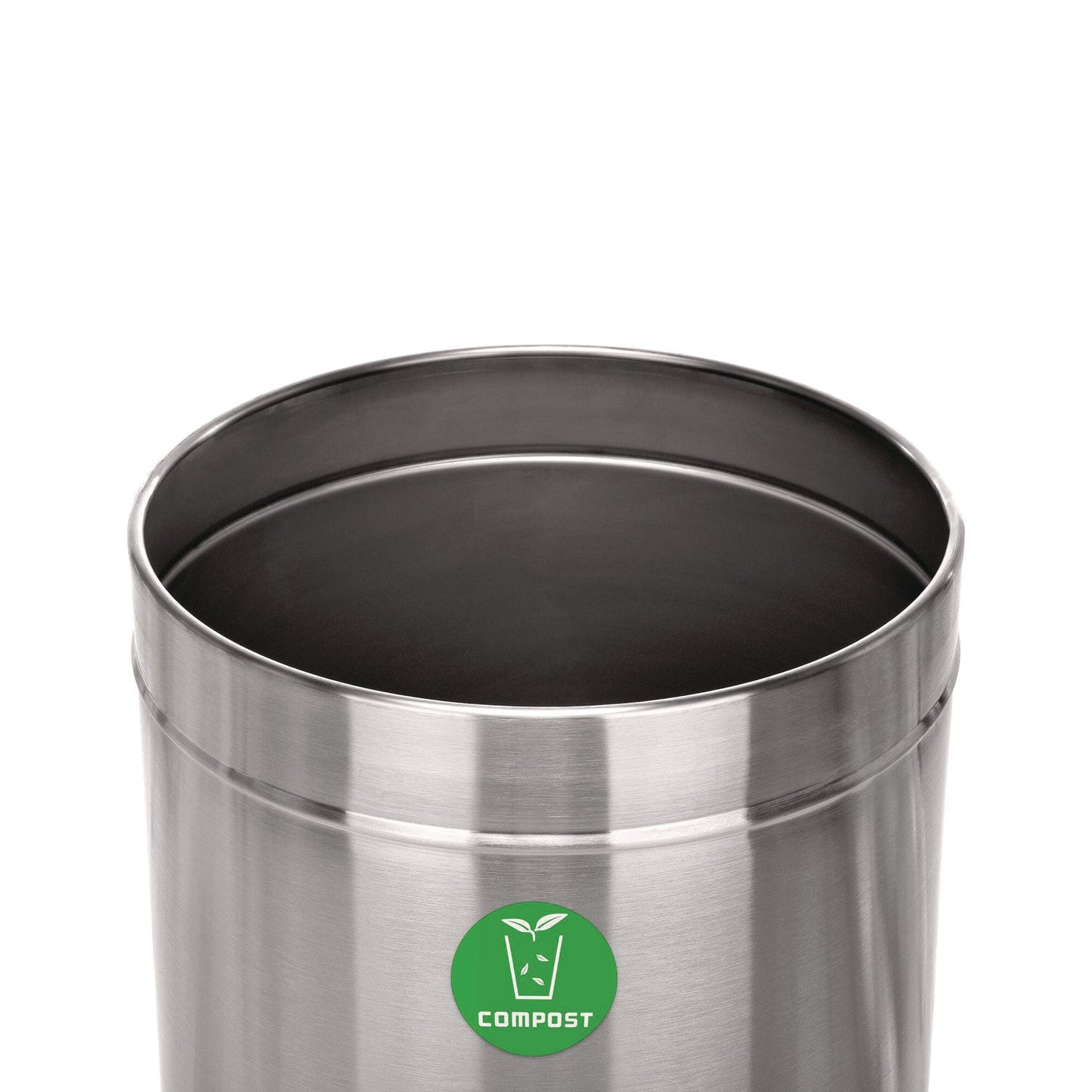 Alpine Industries 27 Gallon Stainless Steel Compost Can, Brushed Stainless Steel