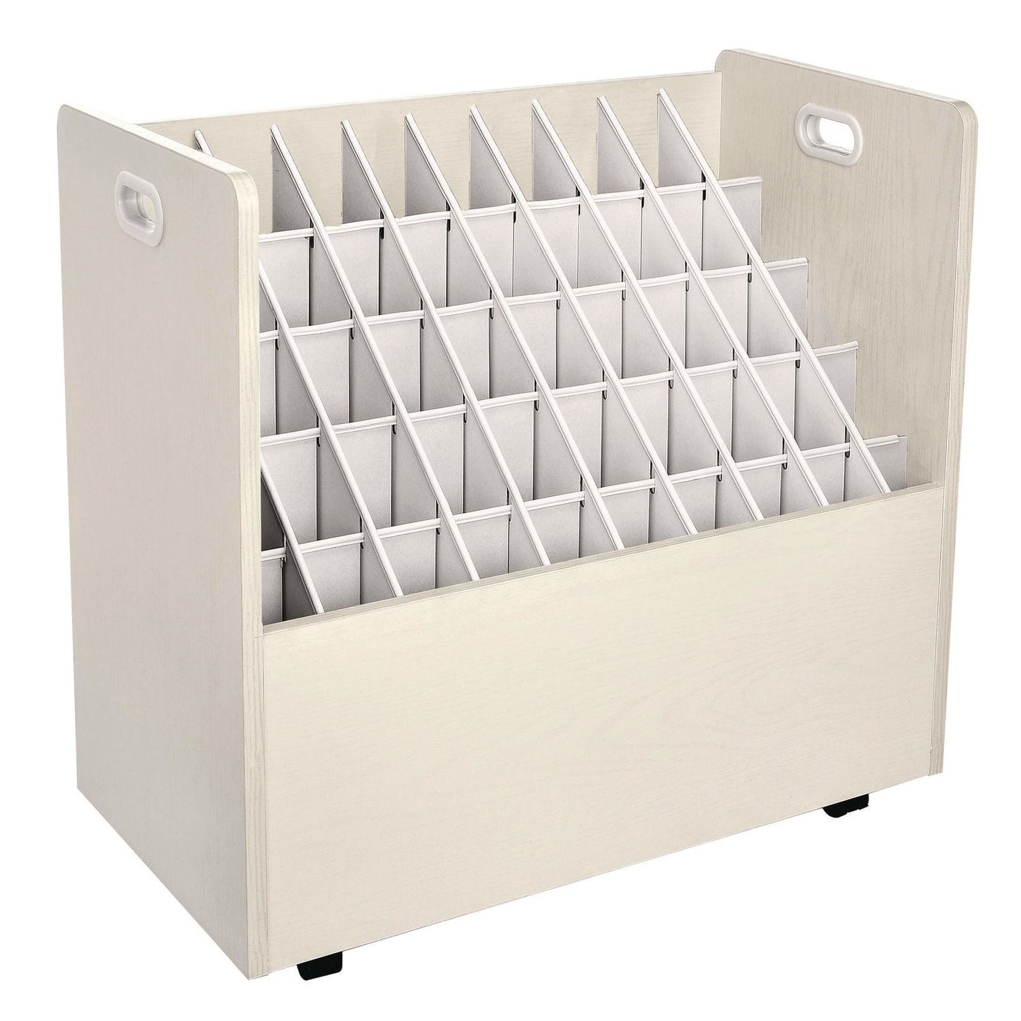 AdirOffice 50-Compartment Mobile Wood Blueprint Rolled File Storage Organizer, 50 Compartments, 30 x 15.75 x 28.5, White