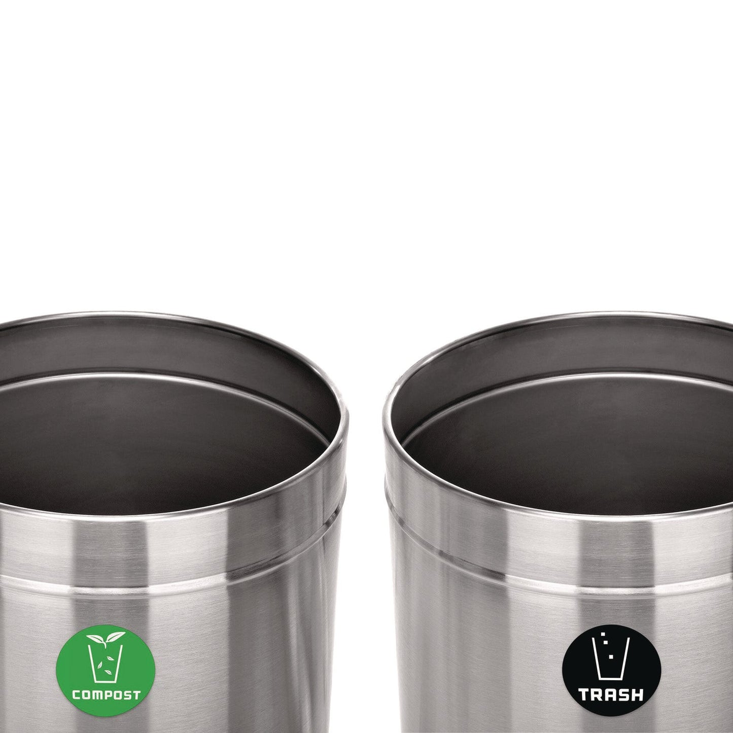 Alpine Industries 27 Gallon Stainless Steel Compost Bin and Trash Can, Brushed Stainless Steel