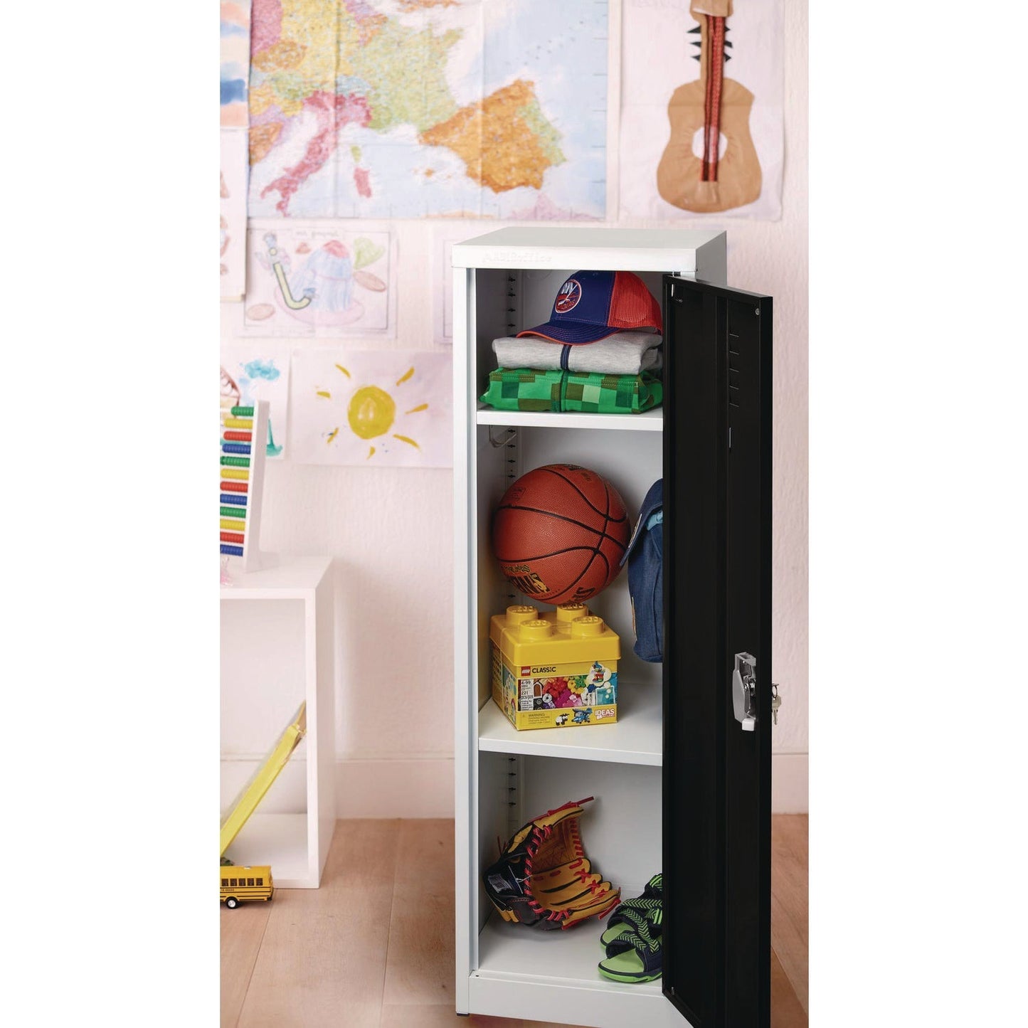 AdirOffice Steel Storage Locker, 1 Compartment, 15 x 15 x 48, Black