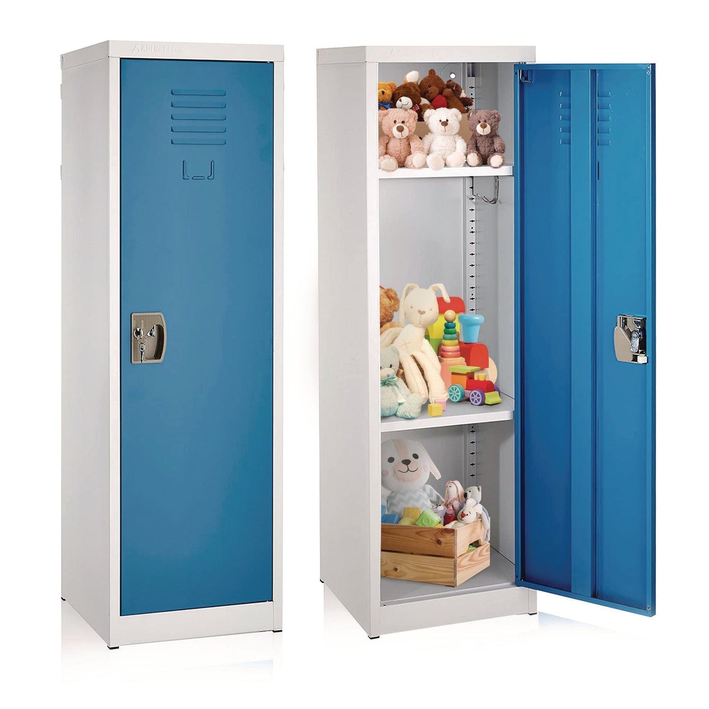 AdirOffice Steel Storage Locker, 1 Compartment, 15 x 15 x 48, Blue