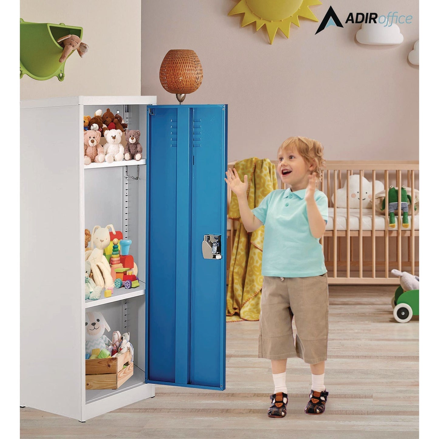AdirOffice Steel Storage Locker, 1 Compartment, 15 x 15 x 48, Blue