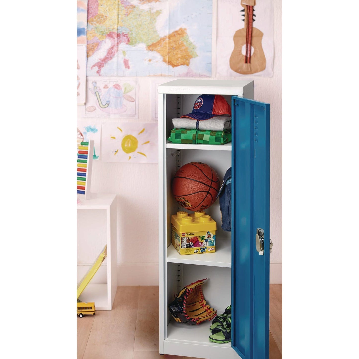 AdirOffice Steel Storage Locker, 1 Compartment, 15 x 15 x 48, Blue