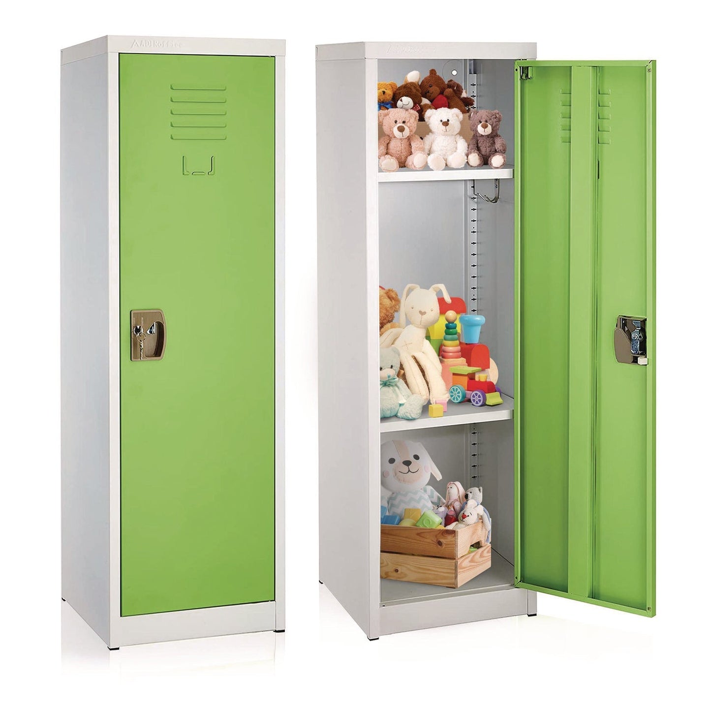 AdirOffice Steel Storage Locker, 1 Compartment, 15 x 15 x 48, Green