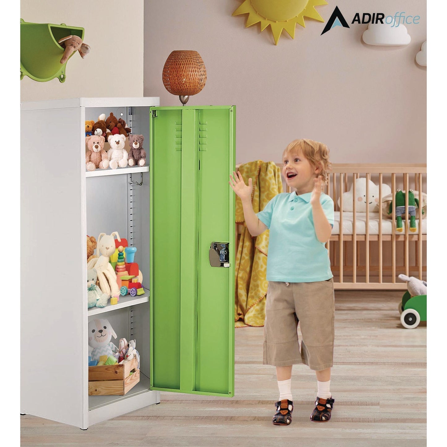 AdirOffice Steel Storage Locker, 1 Compartment, 15 x 15 x 48, Green