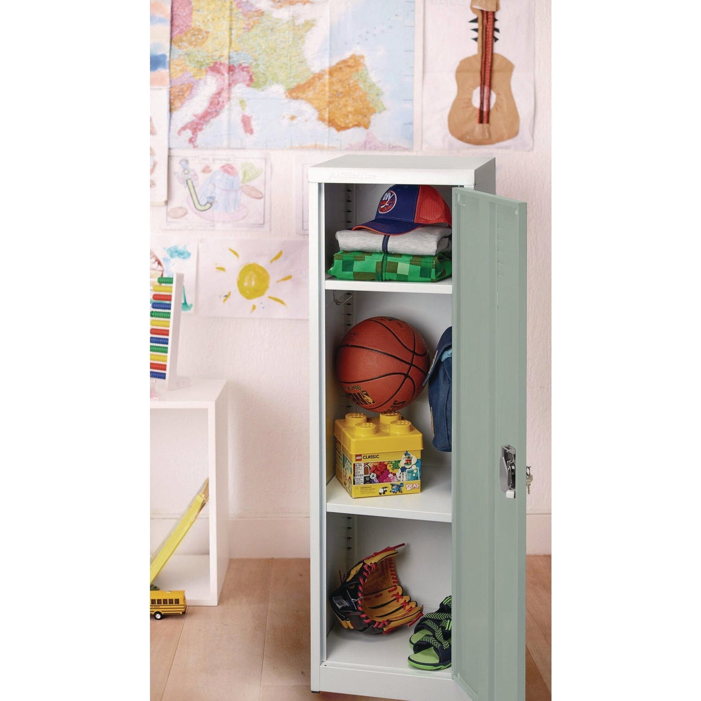 AdirOffice Steel Storage Locker, 1 Compartment, 15 x 15 x 48, Misty Green