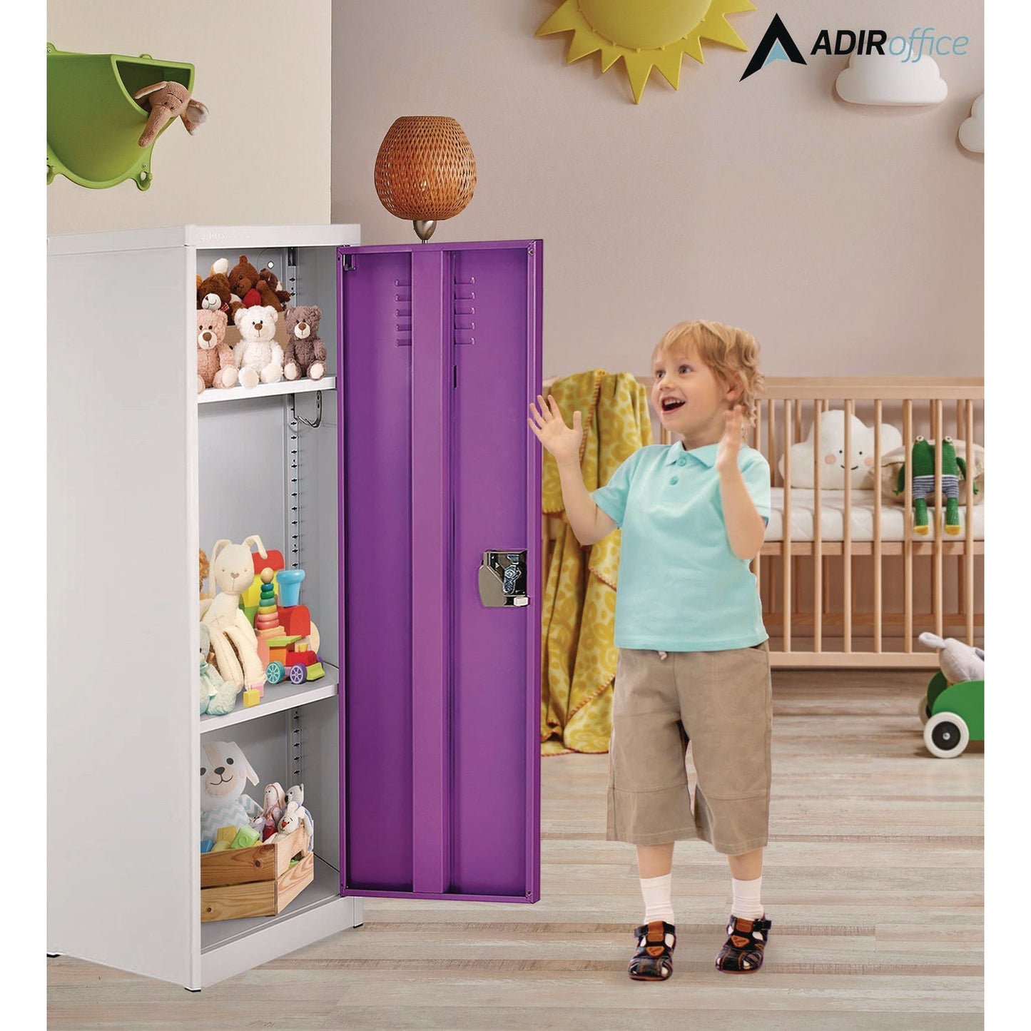 AdirOffice Steel Storage Locker, 1 Compartment, 15 x 15 x 48, Purple