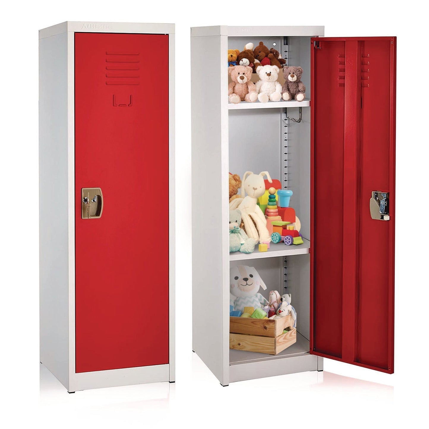 AdirOffice Steel Storage Locker, 1 Compartment, 15 x 15 x 48, Red