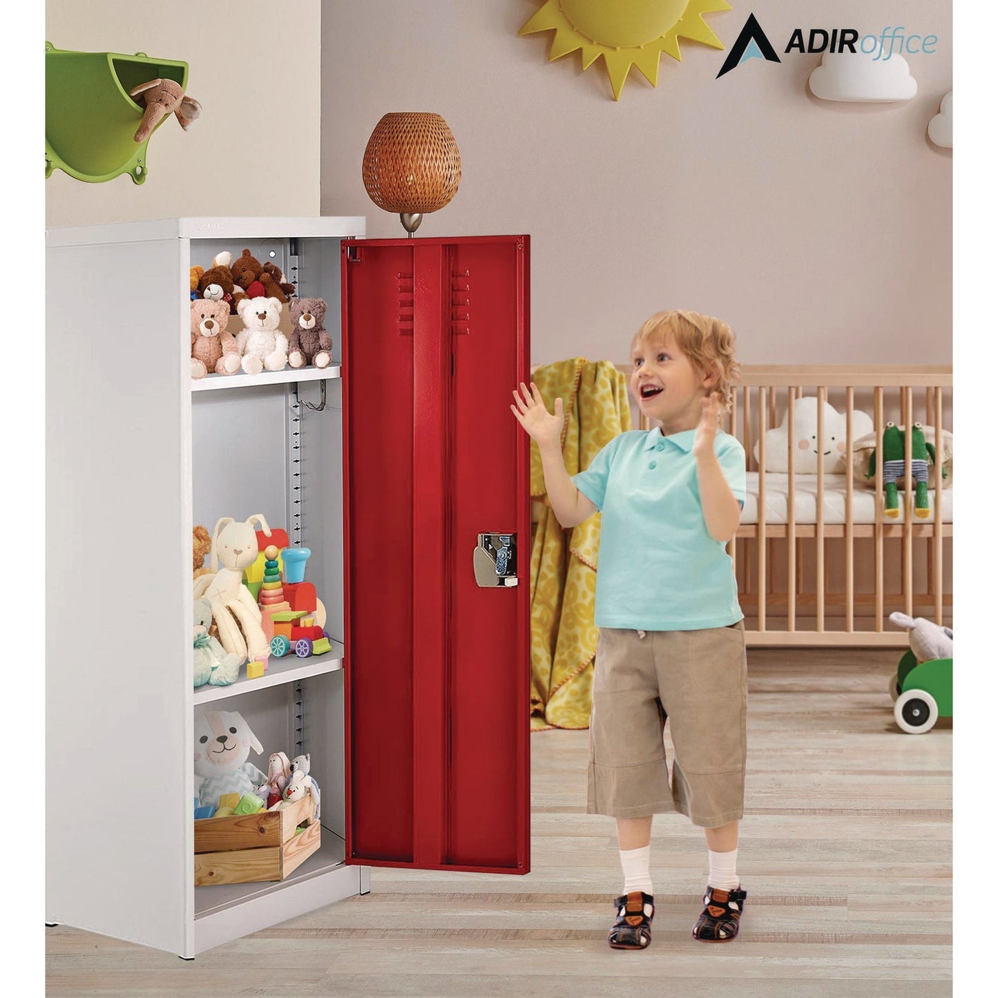 AdirOffice Steel Storage Locker, 1 Compartment, 15 x 15 x 48, Red