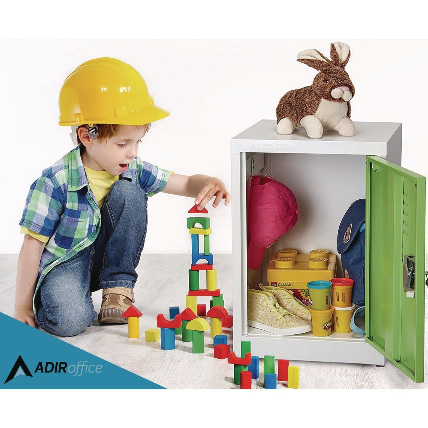 AdirOffice Steel Storage Locker, 1 Compartment, 15 x 15 x 24, Green