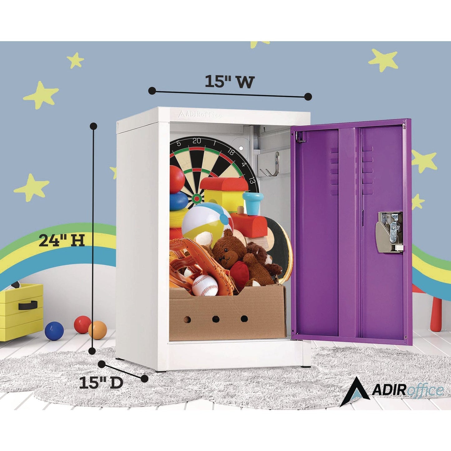 AdirOffice Steel Storage Locker, 1 Compartment, 15 x 15 x 24, Purple