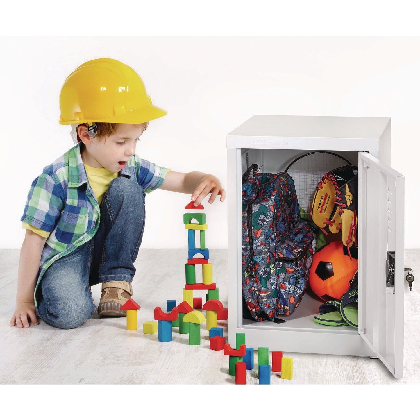 AdirOffice Steel Storage Locker, 1 Compartment, 15 x 15 x 24, White