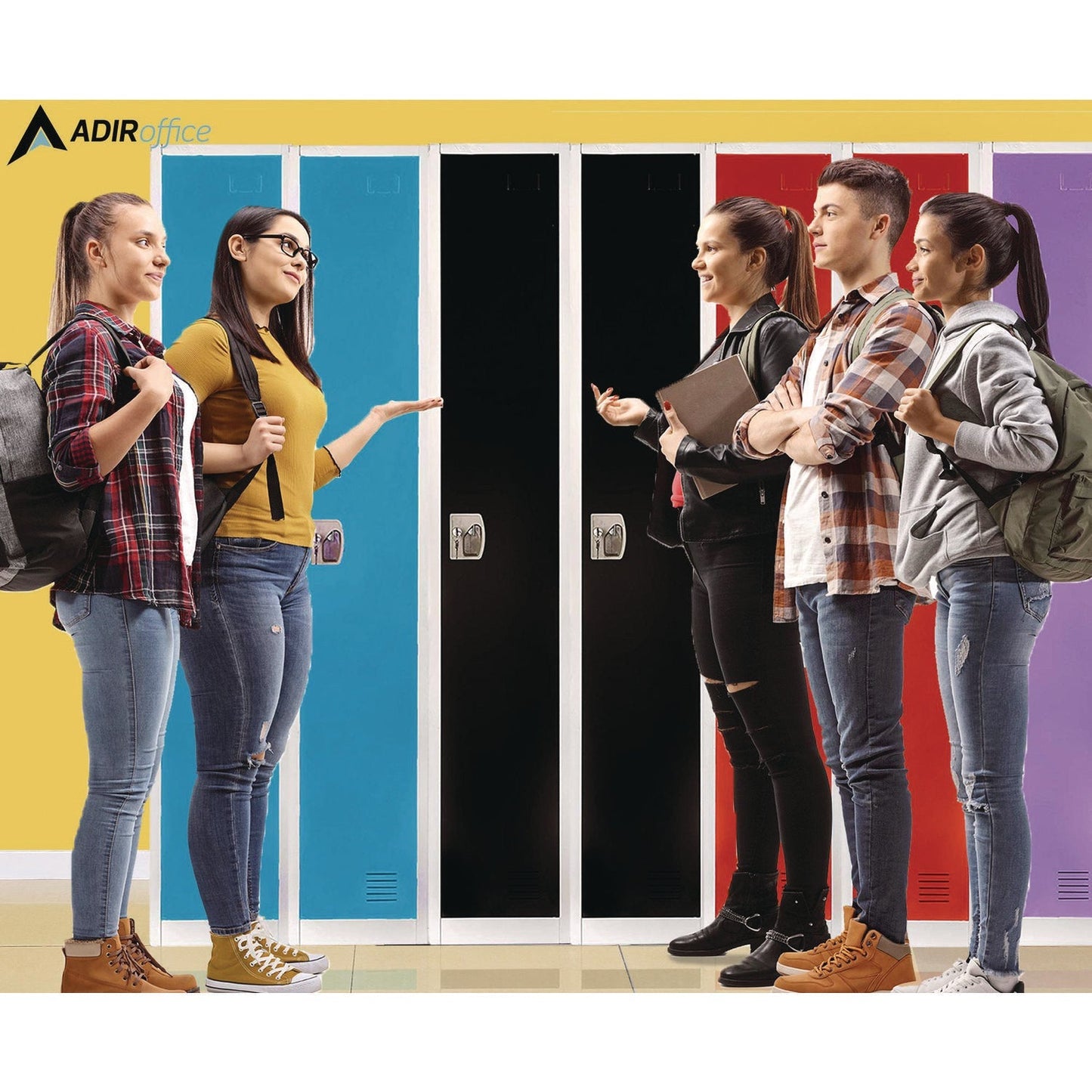 AdirOffice Steel Storage Locker, 1 Compartment, 12 x 12 x 72, Black