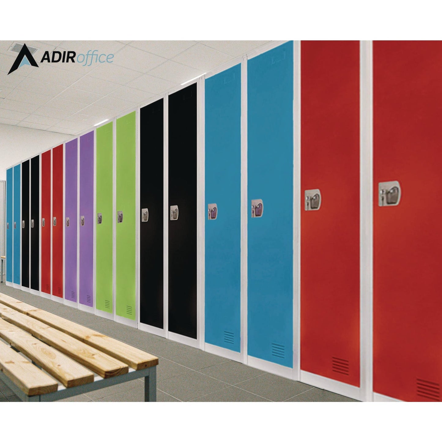 AdirOffice Steel Storage Locker, 1 Compartment, 12 x 12 x 72, Green