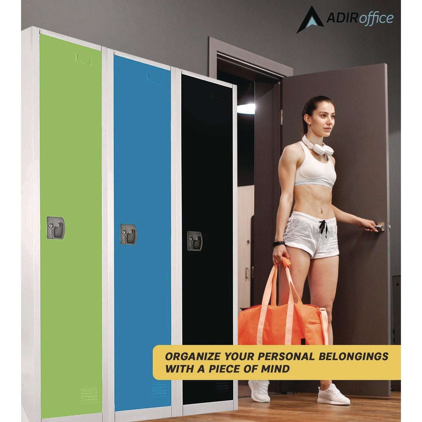 AdirOffice Steel Storage Locker, 1 Compartment, 12 x 12 x 72, Green