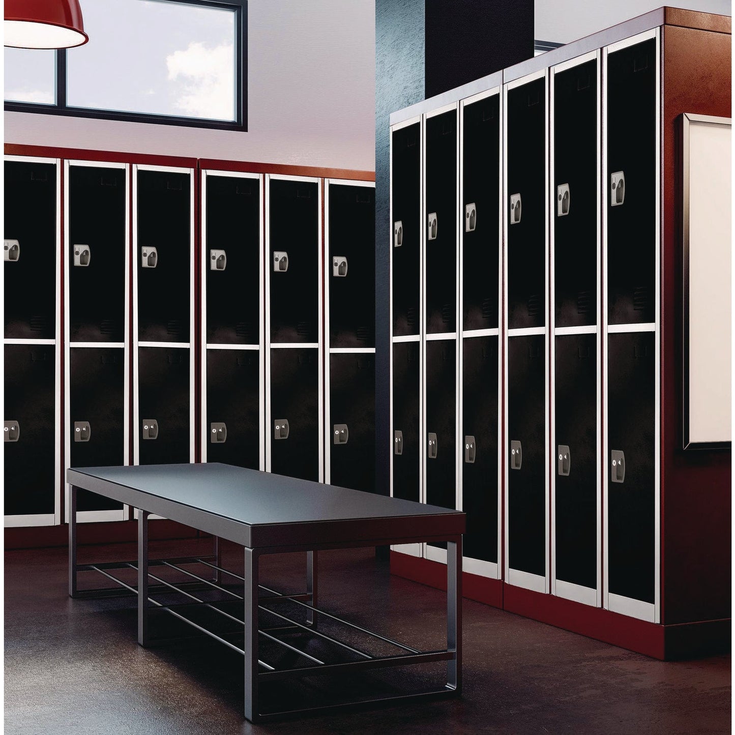 AdirOffice Steel Storage Locker, 2 Compartment, 12 x 12 x 72, Black