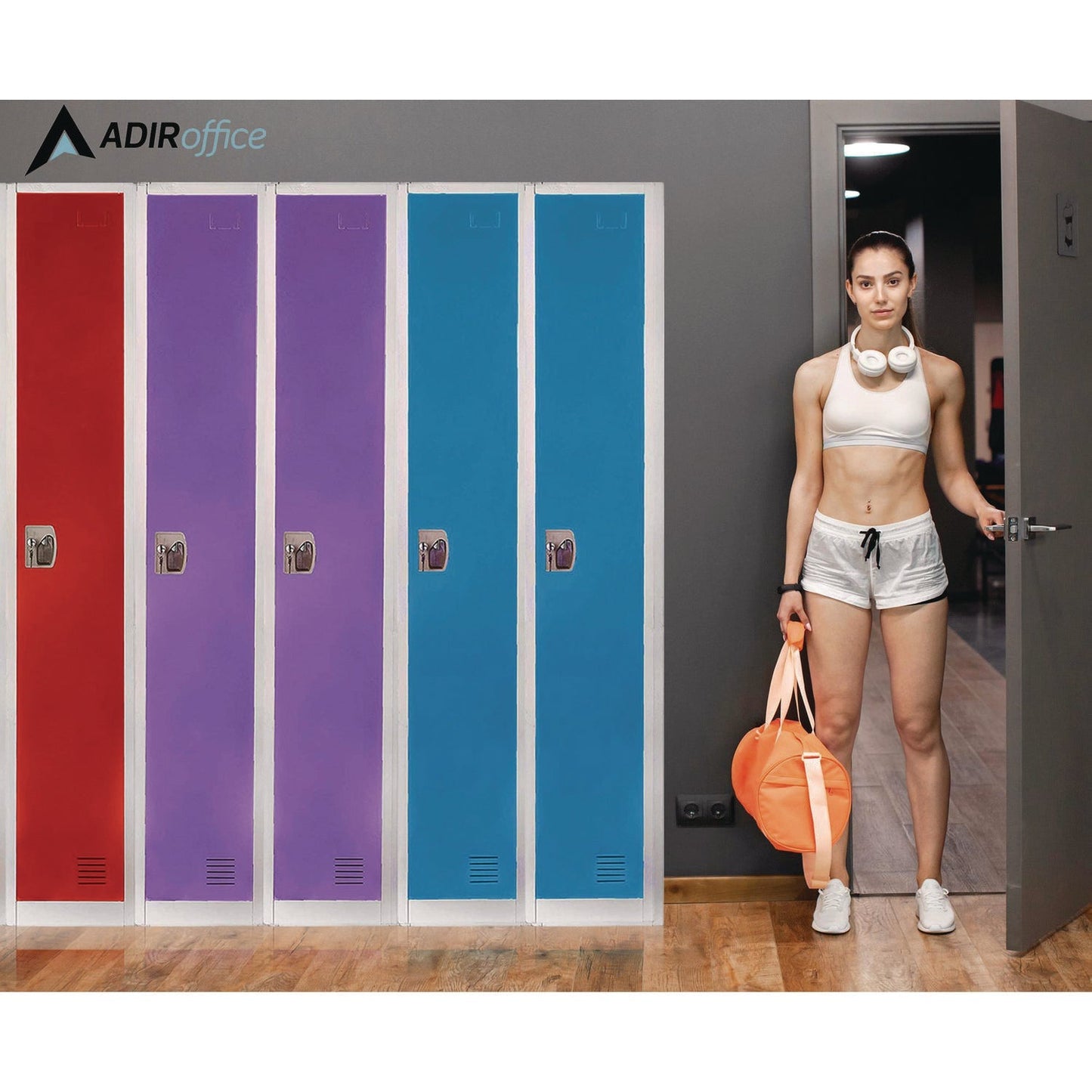 AdirOffice Steel Storage Locker, 1 Compartment, 12 x 12 x 72, Red