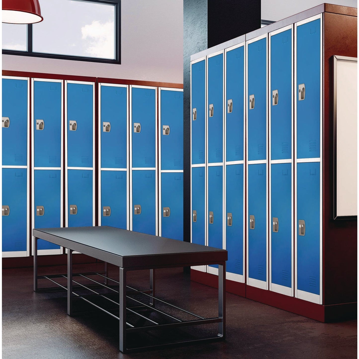 AdirOffice Steel Storage Locker, 2 Compartment, 12 x 12 x 72, Blue