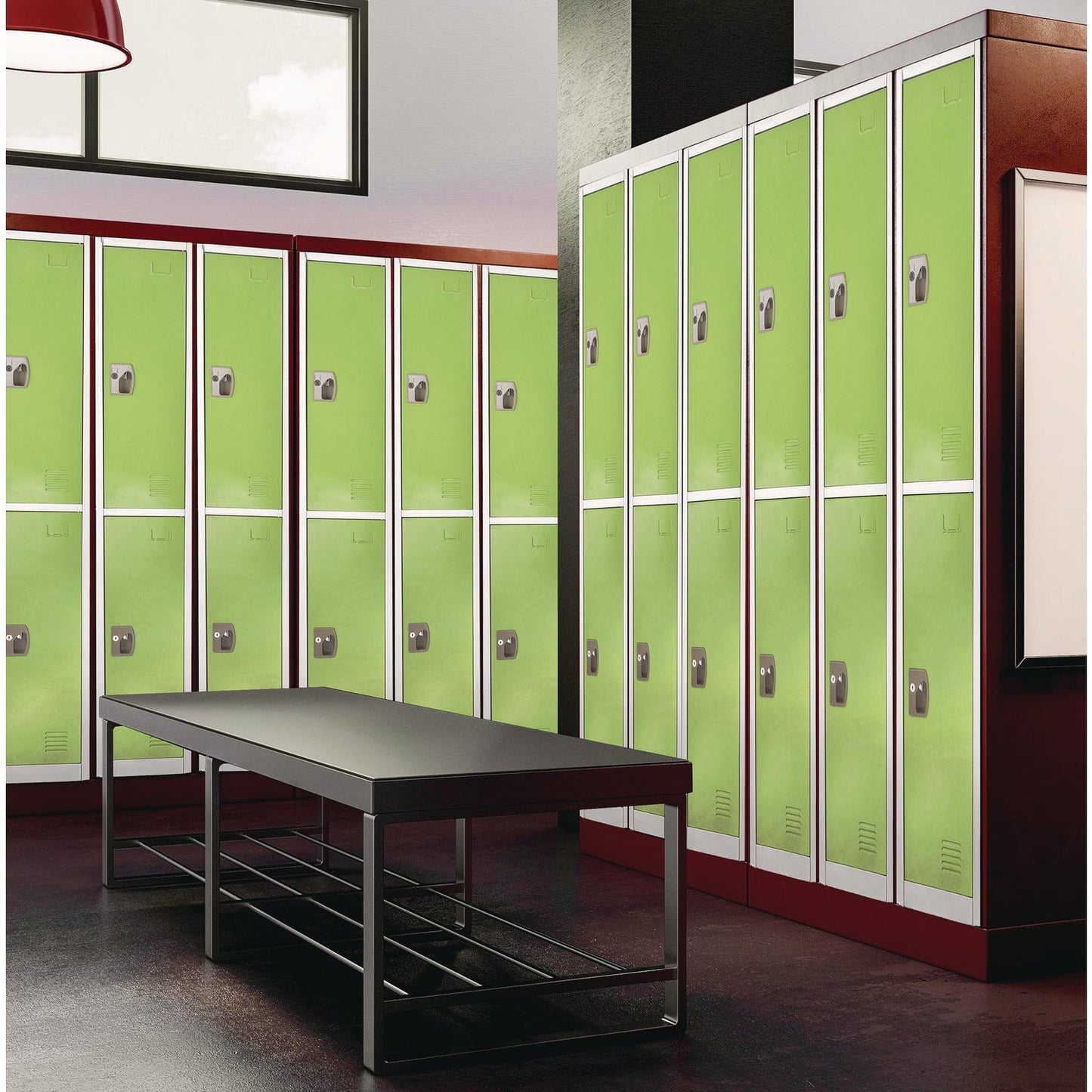 AdirOffice Steel Storage Locker, 2 Compartment, 12 x 12 x 72, Green