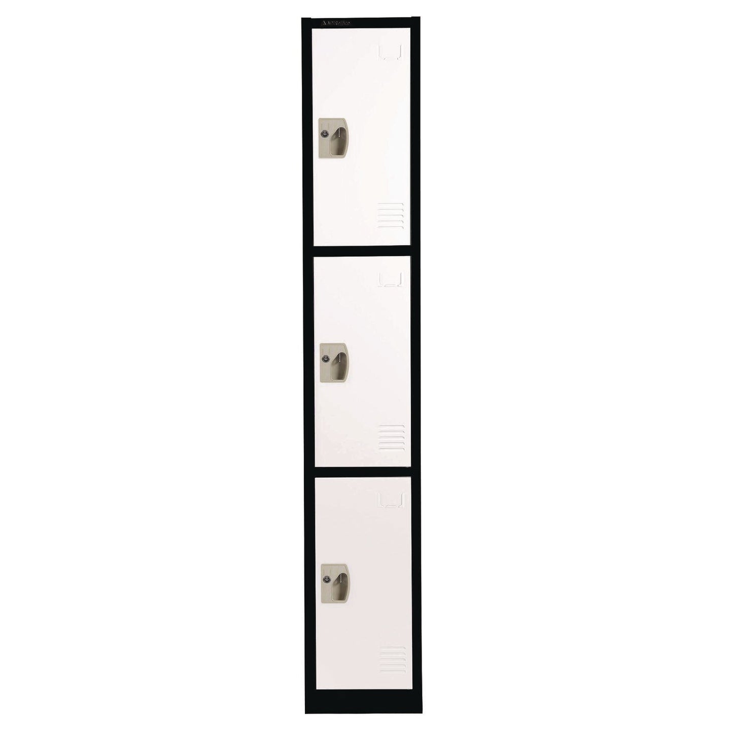 AdirOffice Steel Storage Locker, 3 Compartment, 12 x 12 x 72, Black Body/White Doors