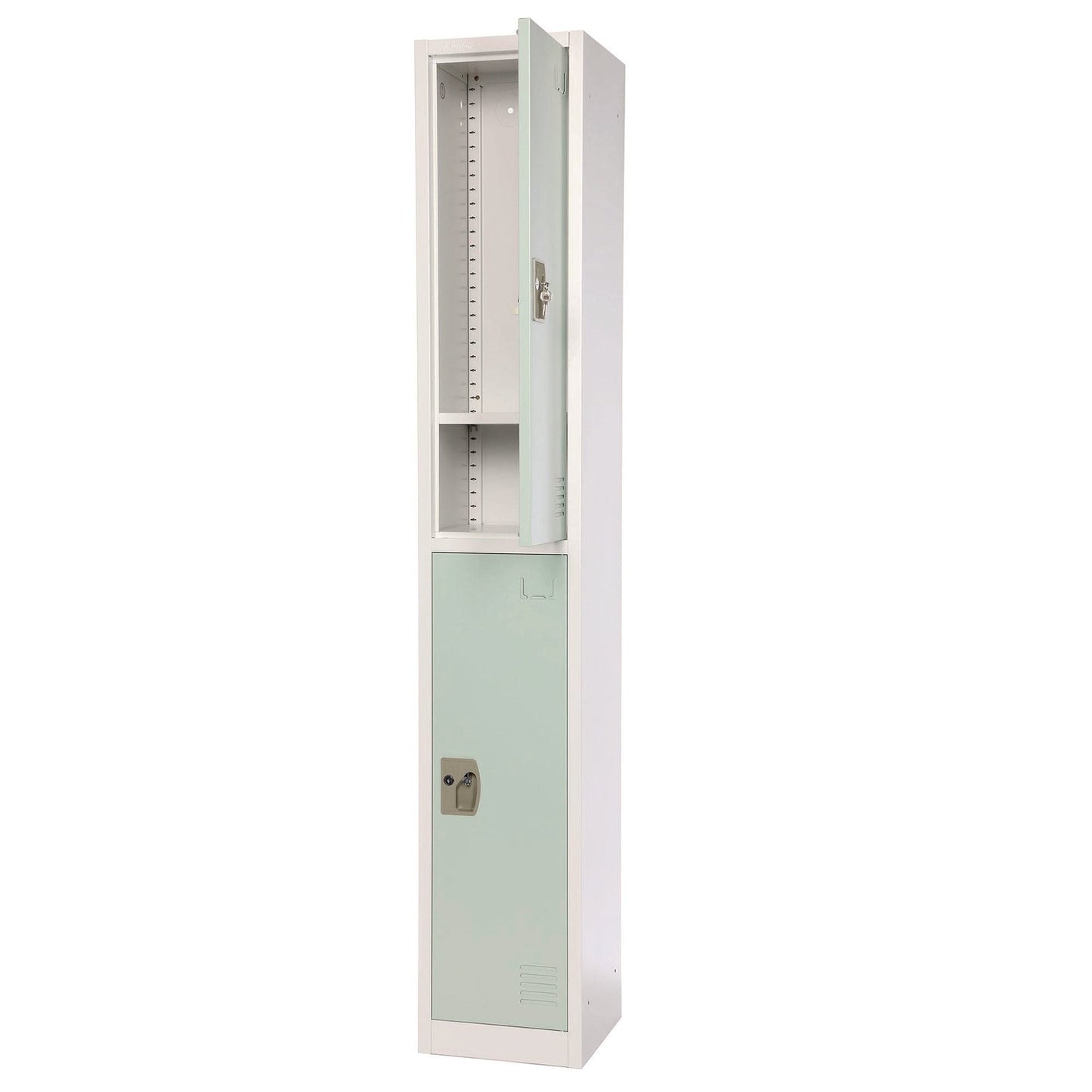 AdirOffice Steel Storage Locker, 2 Compartment, 12 x 12 x 72, Misty Green